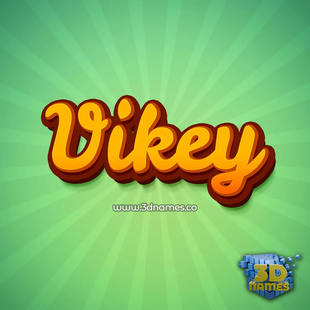 vikey in Green Rays style - 3D name wallpaper