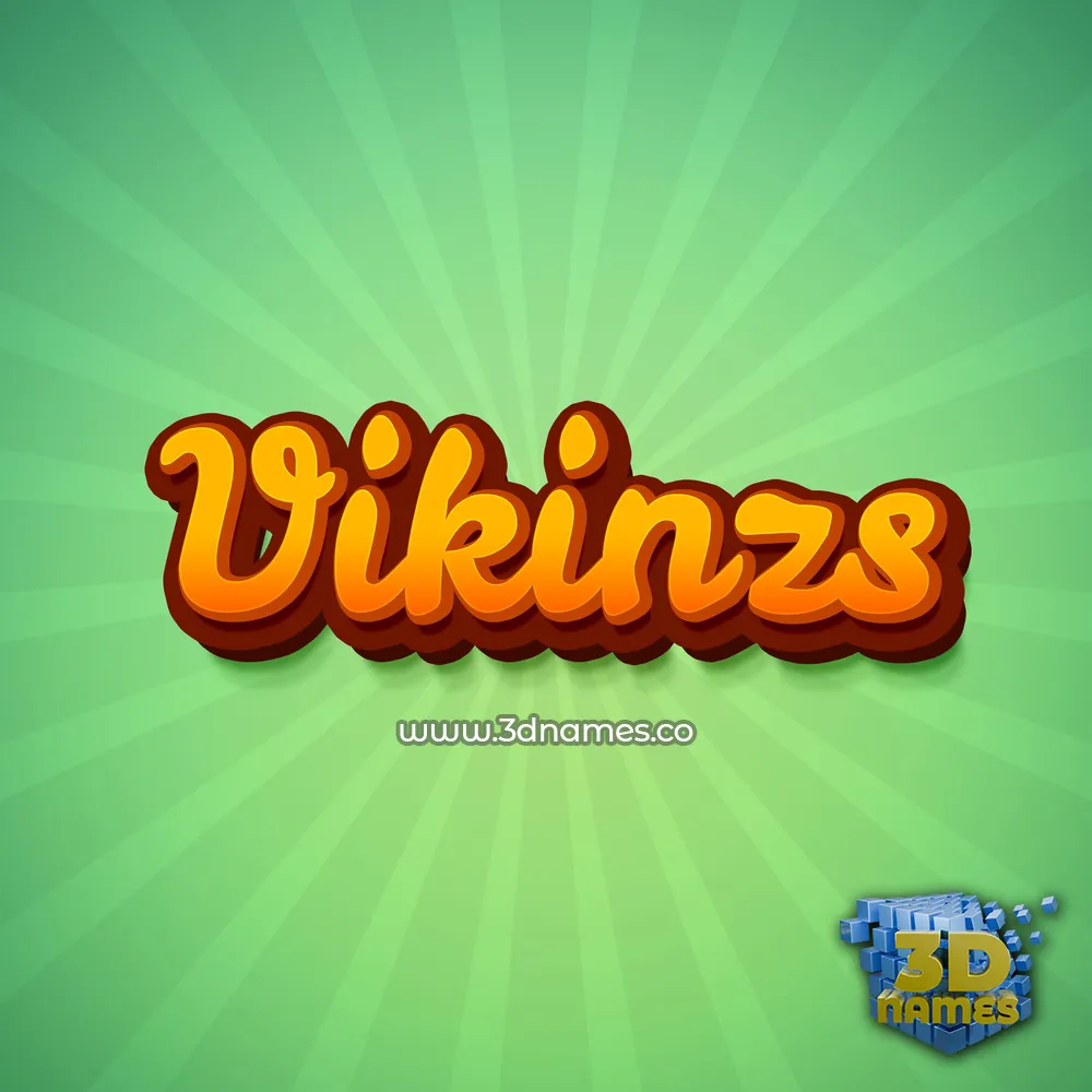 vikinzs in Green Rays style - 3D name wallpaper