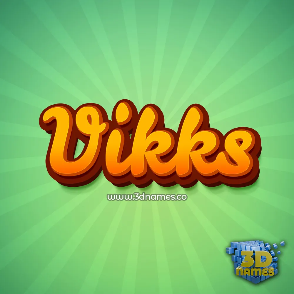 vikks in Green Rays style - 3D name wallpaper