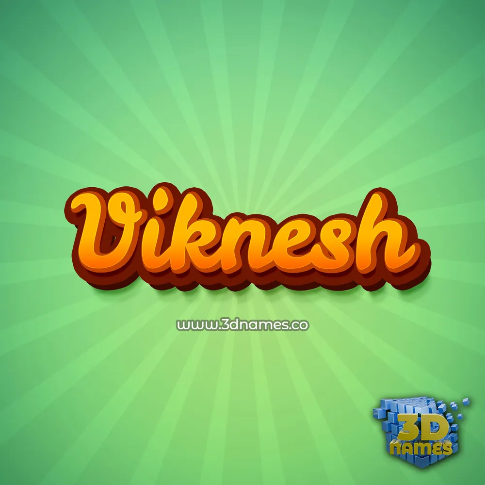 viknesh in Green Rays style - 3D name wallpaper