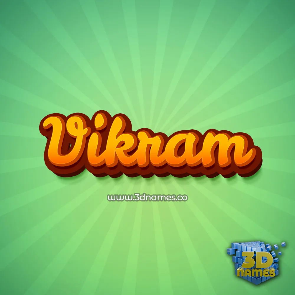 vikram in Green Rays style - 3D name wallpaper