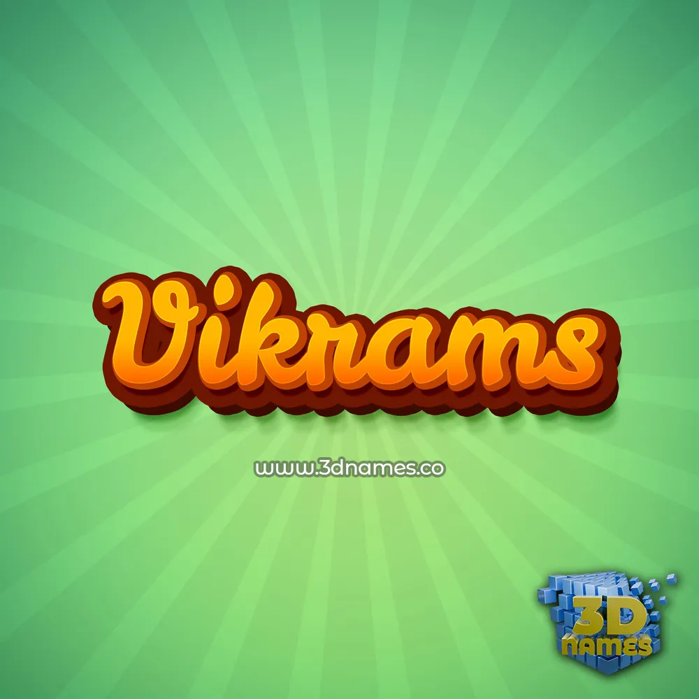 vikrams in Green Rays style - 3D name wallpaper