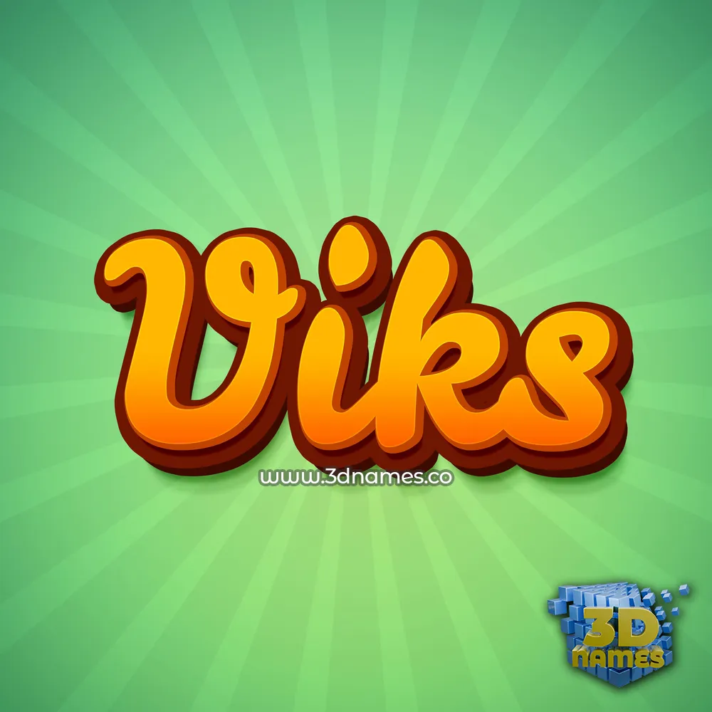 viks in Green Rays style - 3D name wallpaper