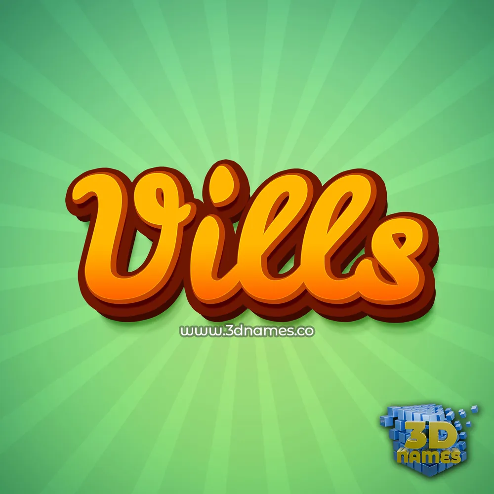 vills in Green Rays style - 3D name wallpaper