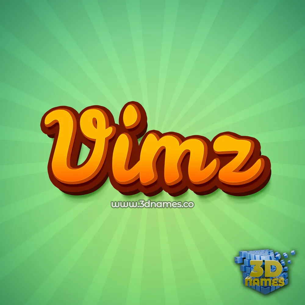 vimz in Green Rays style - 3D name wallpaper