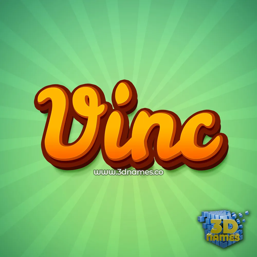 vinc in Green Rays style - 3D name wallpaper