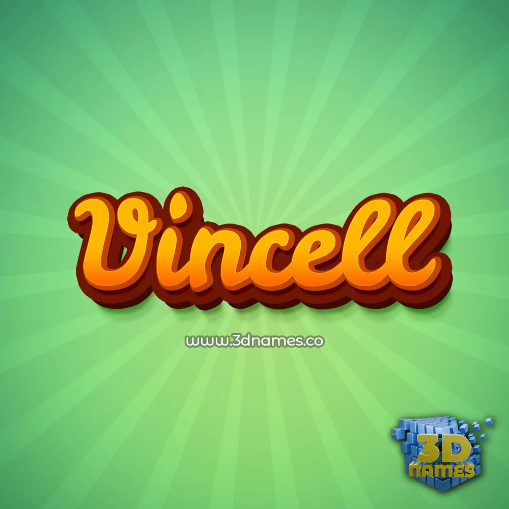 vincell in Green Rays style - 3D name wallpaper
