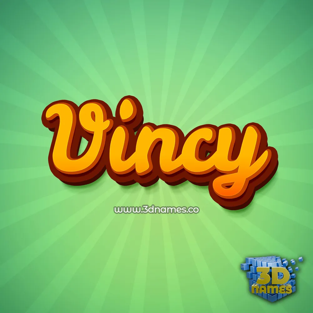vincy in Green Rays style - 3D name wallpaper