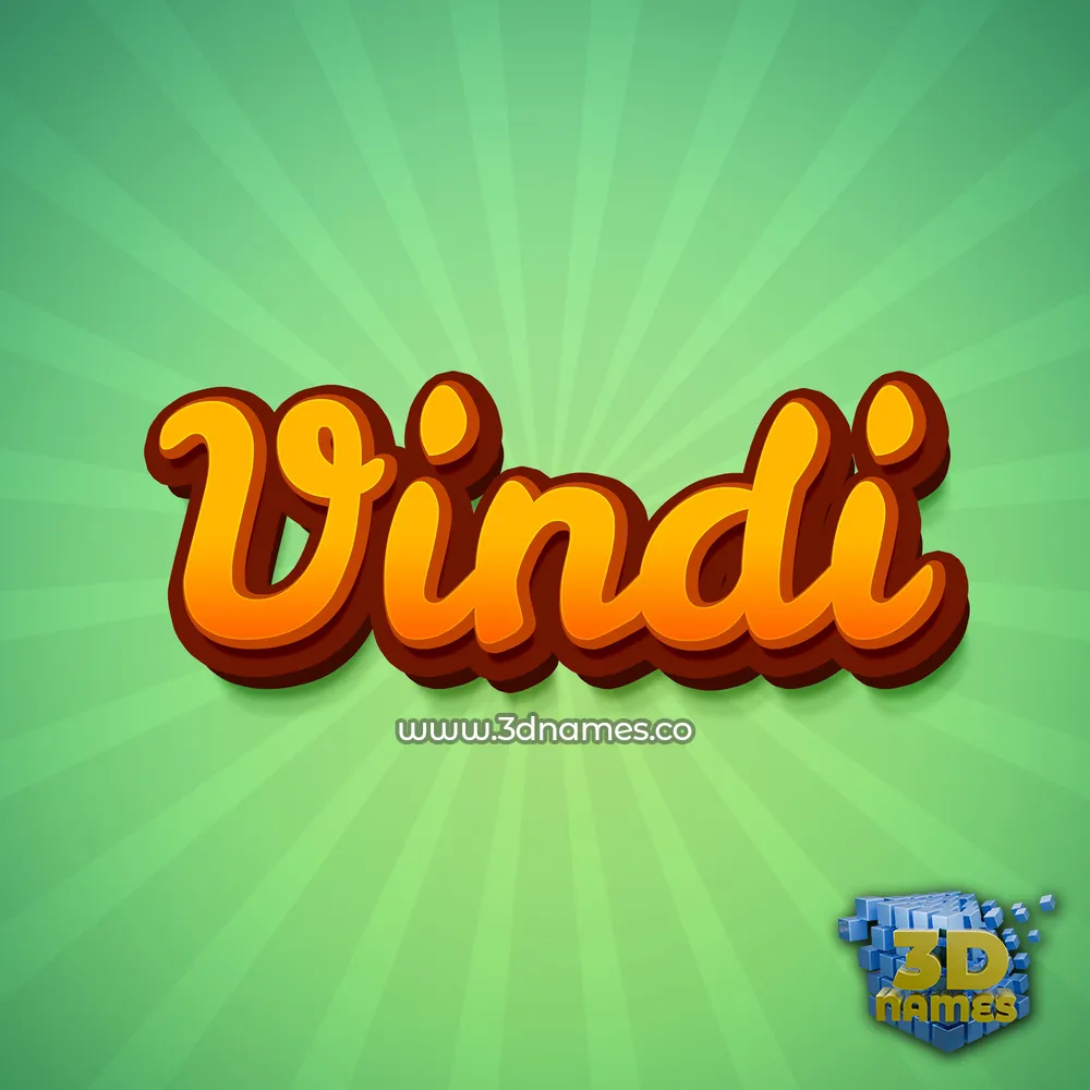vindi in Green Rays style - 3D name wallpaper