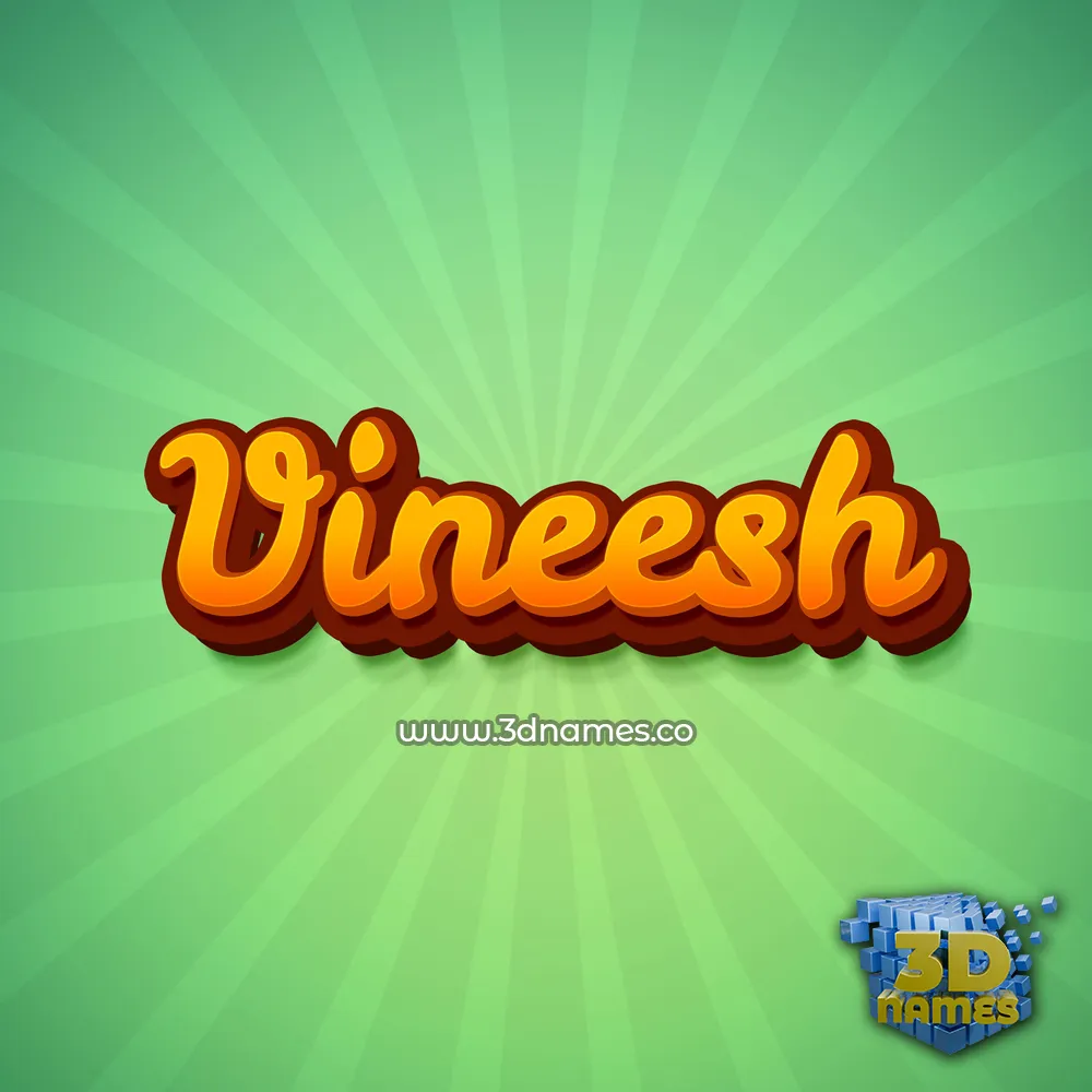 vineesh in Green Rays style - 3D name wallpaper