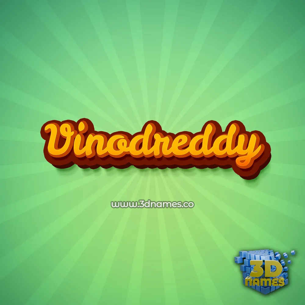 vinodreddy in Green Rays style - 3D name wallpaper