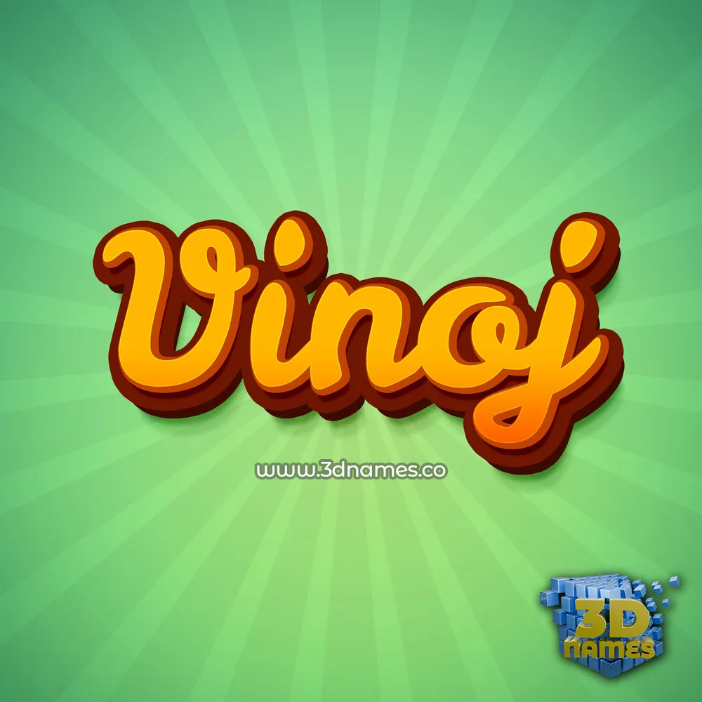 vinoj in Green Rays style - 3D name wallpaper