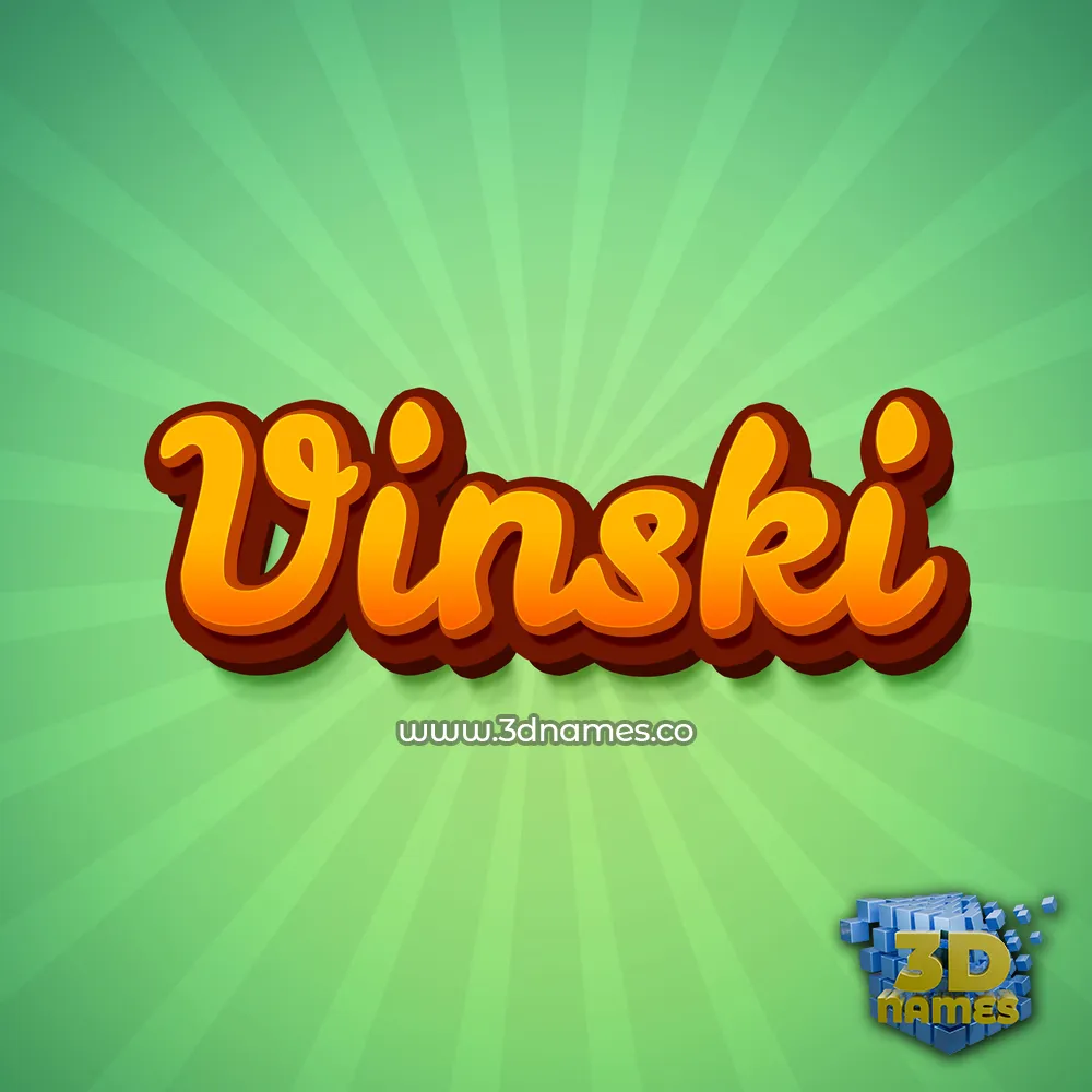 vinski in Green Rays style - 3D name wallpaper
