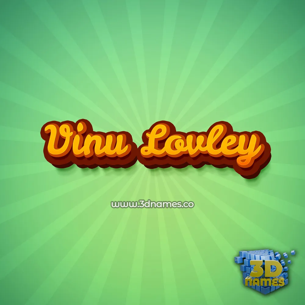 vinu lovley in Green Rays style - 3D name wallpaper
