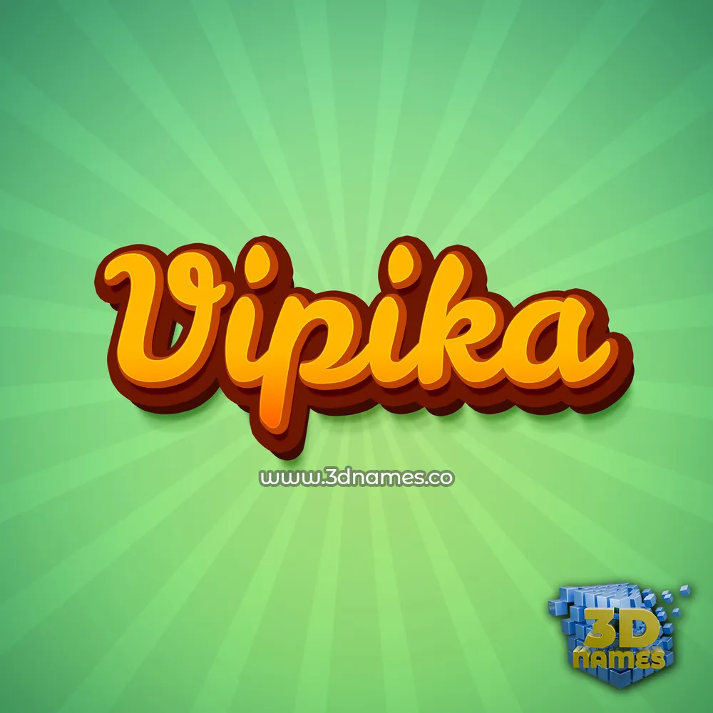 vipika in Green Rays style - 3D name wallpaper