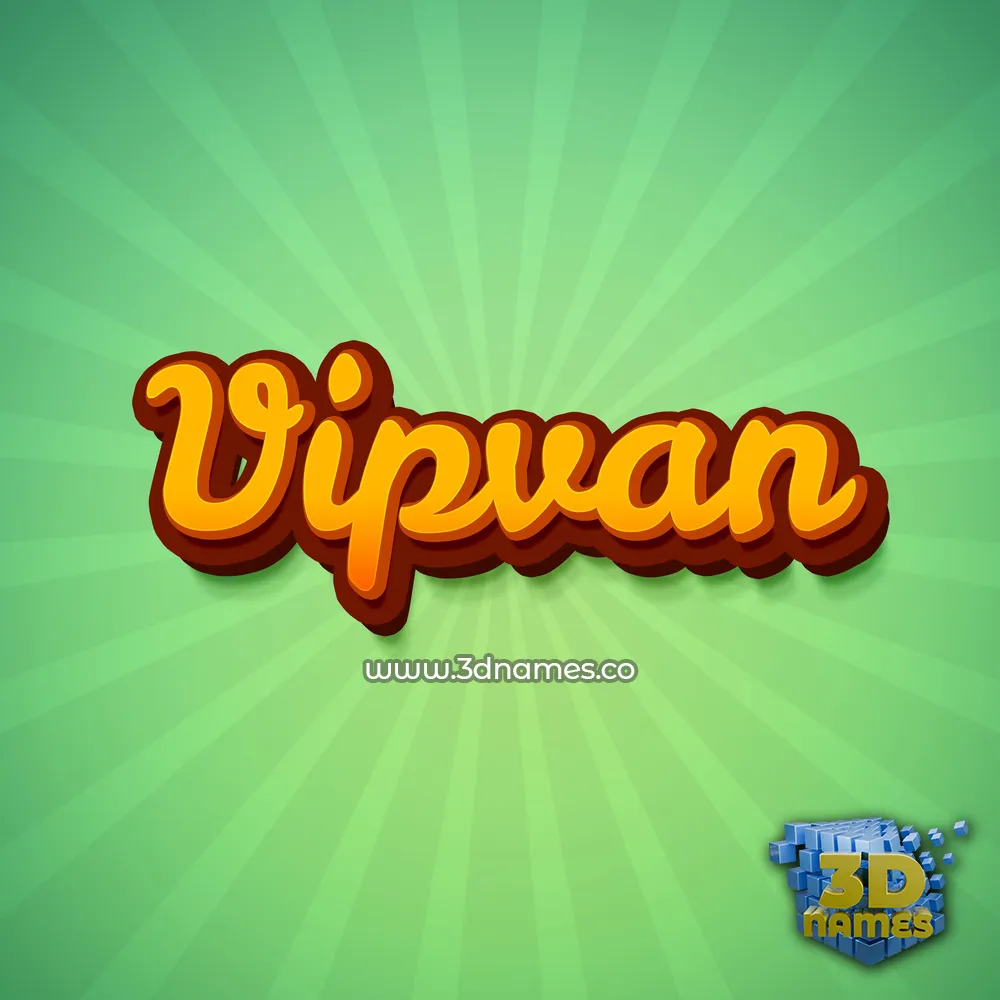 vipvan in Green Rays style - 3D name wallpaper