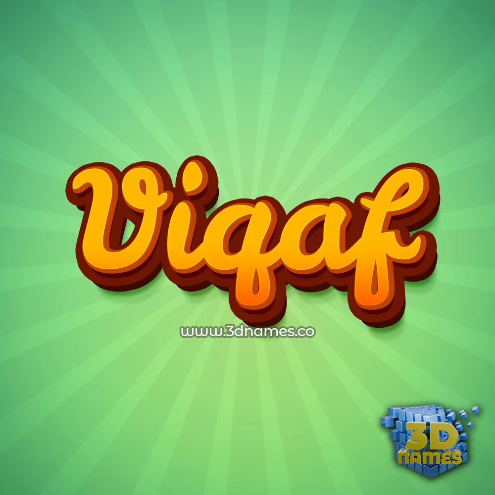 viqaf in Green Rays style - 3D name wallpaper