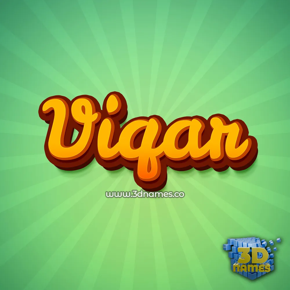 viqar in Green Rays style - 3D name wallpaper