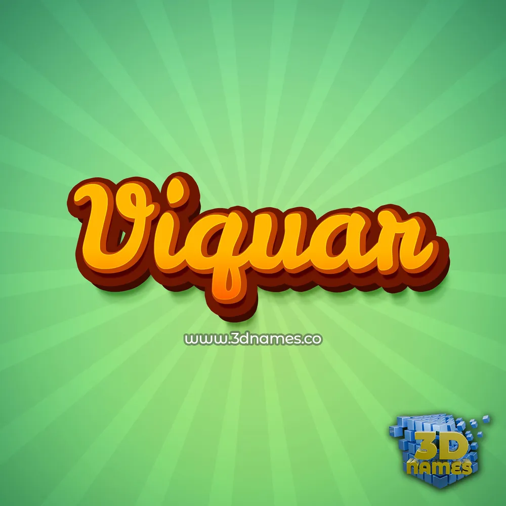 viquar in Green Rays style - 3D name wallpaper