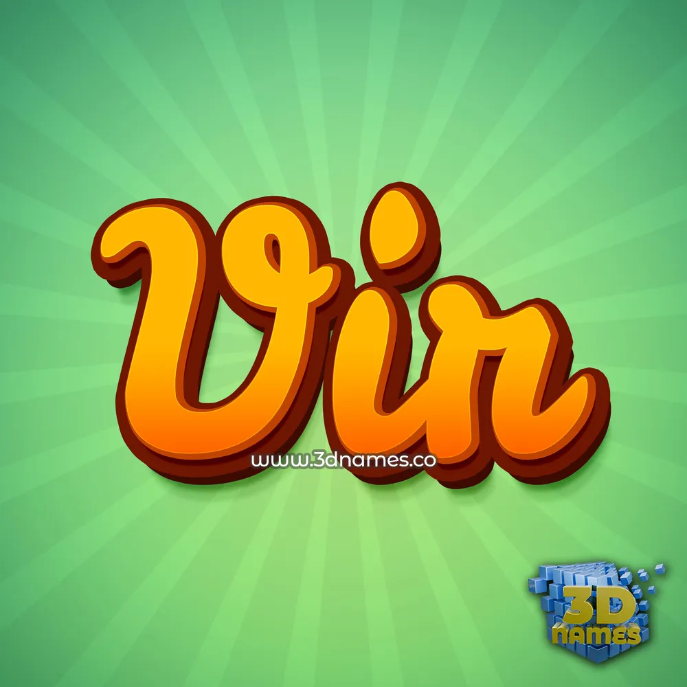 vir in Green Rays style - 3D name wallpaper