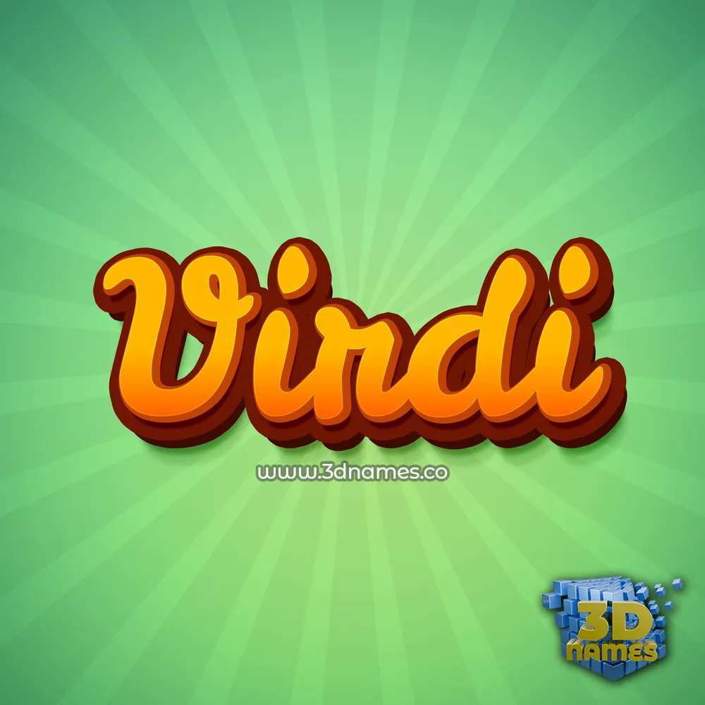 virdi in Green Rays style - 3D name wallpaper