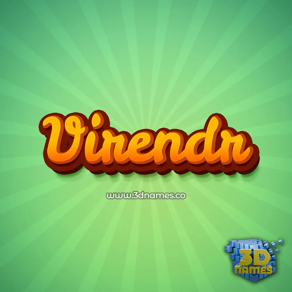 virendr in Green Rays style - 3D name wallpaper