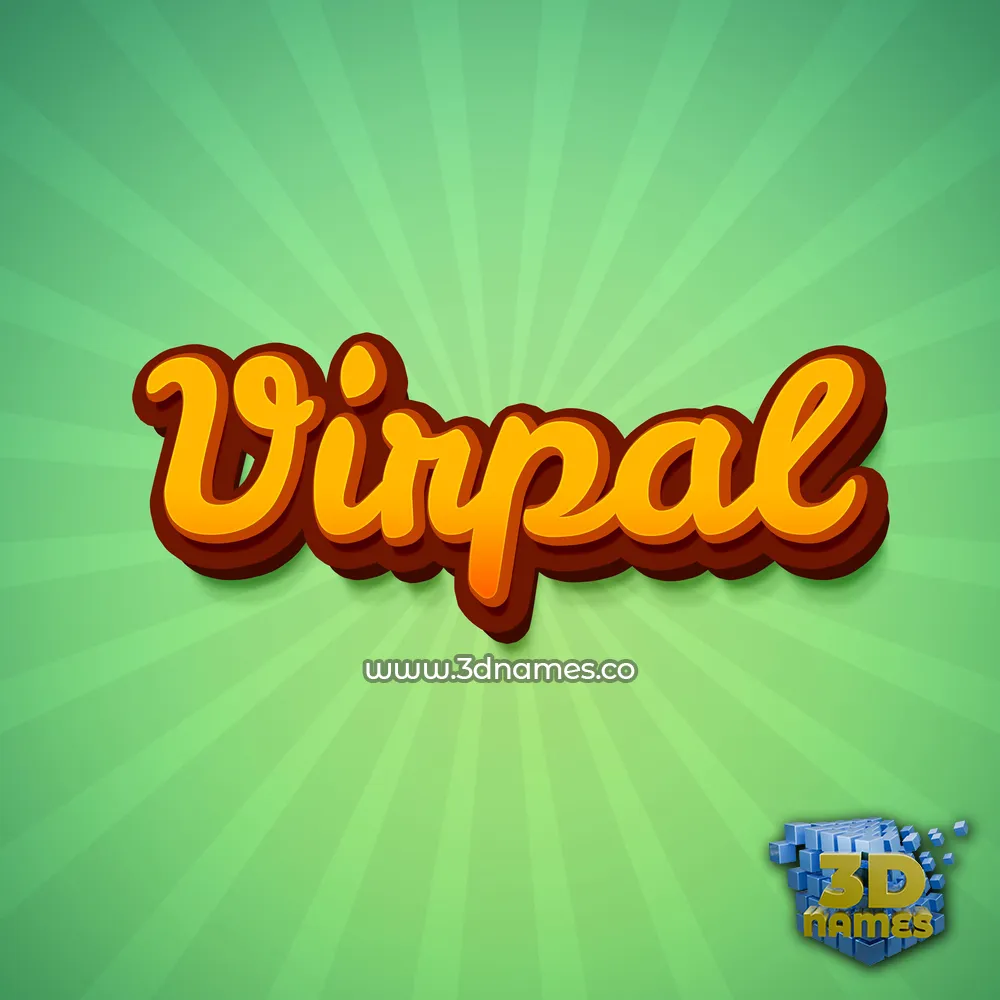 virpal in Green Rays style - 3D name wallpaper