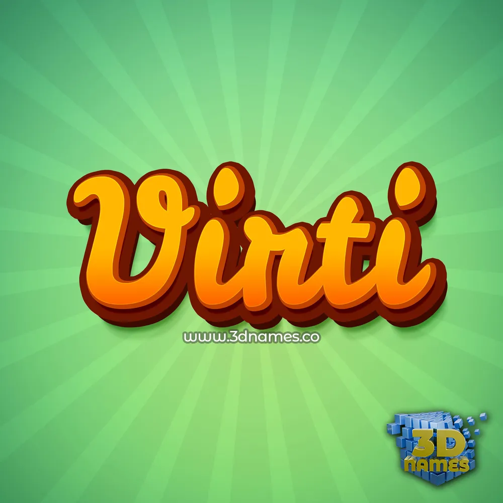 virti in Green Rays style - 3D name wallpaper