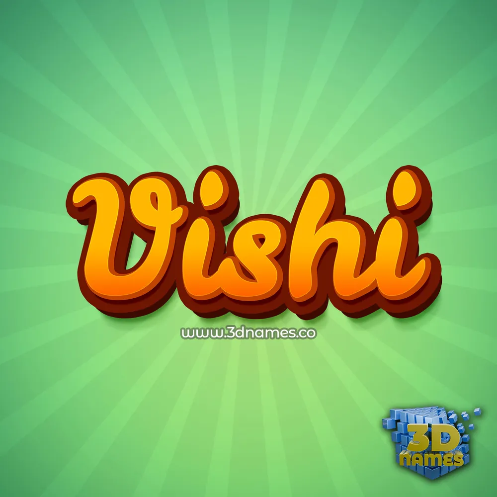 vishi in Green Rays style - 3D name wallpaper