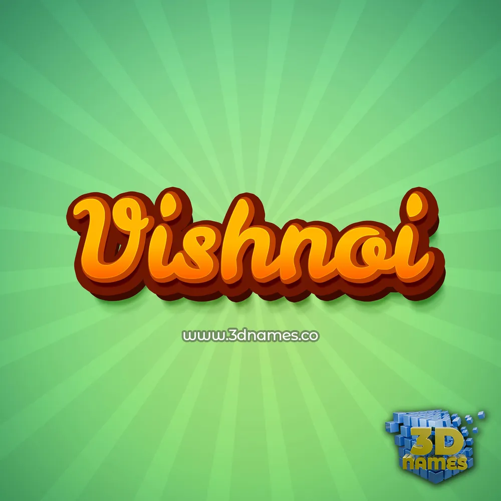 vishnoi in Green Rays style - 3D name wallpaper