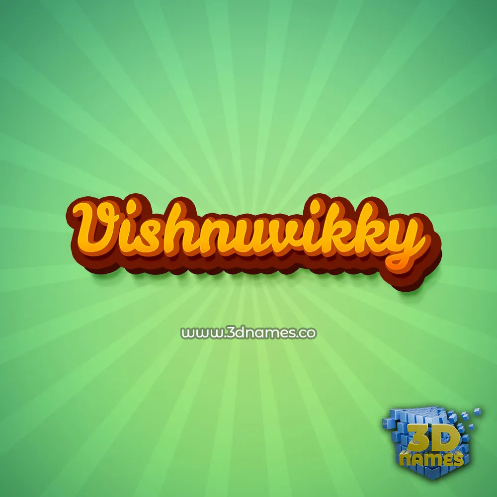 vishnuvikky in Green Rays style - 3D name wallpaper