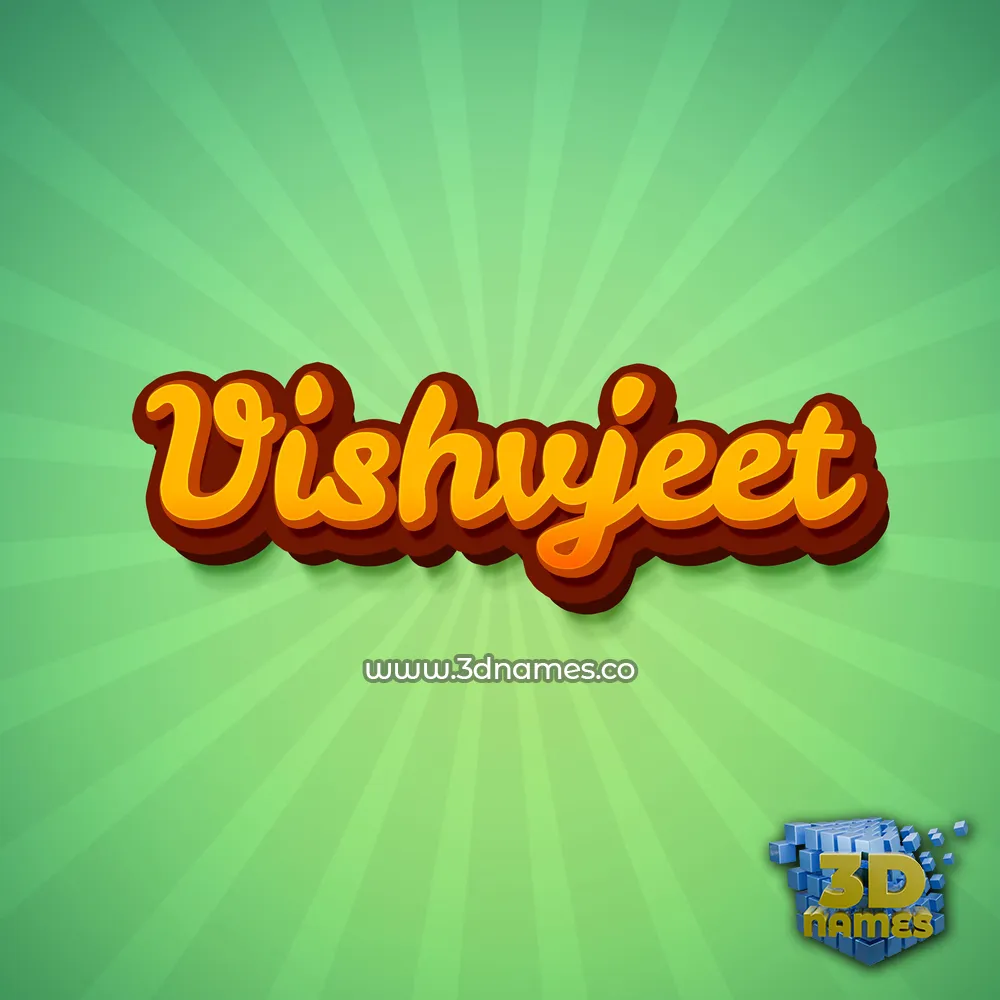 vishvjeet in Green Rays style - 3D name wallpaper
