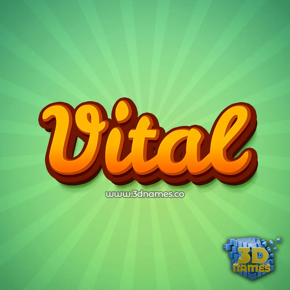 vital in Green Rays style - 3D name wallpaper