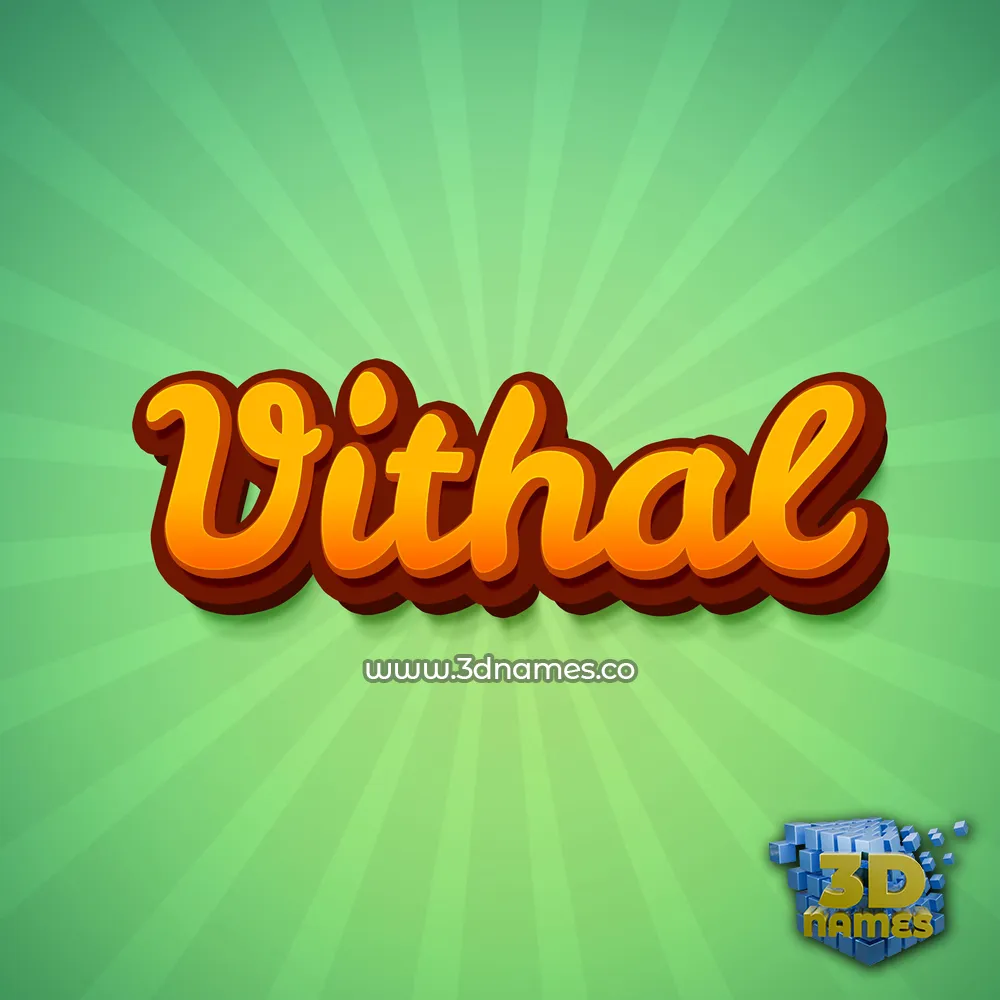 vithal in Green Rays style - 3D name wallpaper