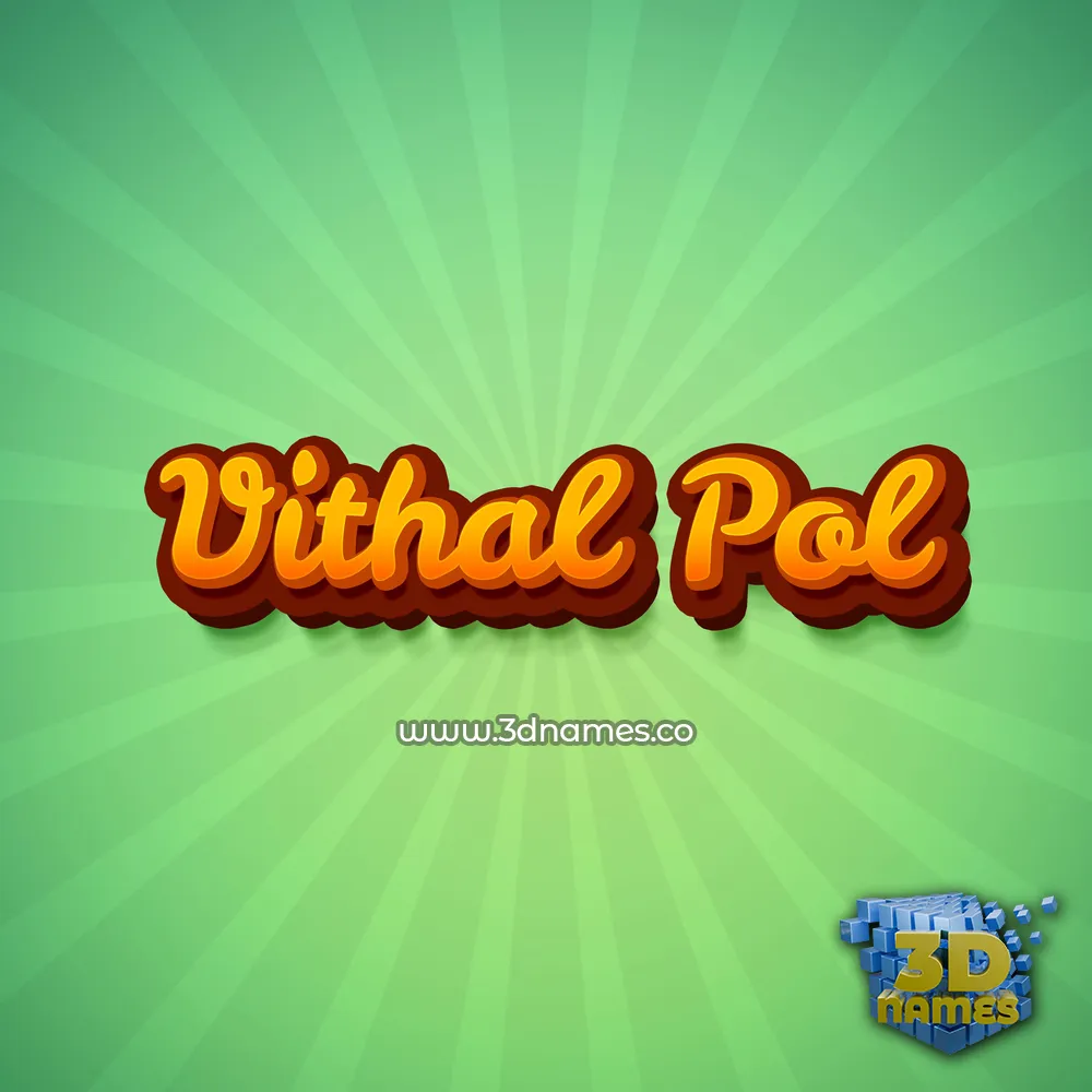 vithal pol in Green Rays style - 3D name wallpaper
