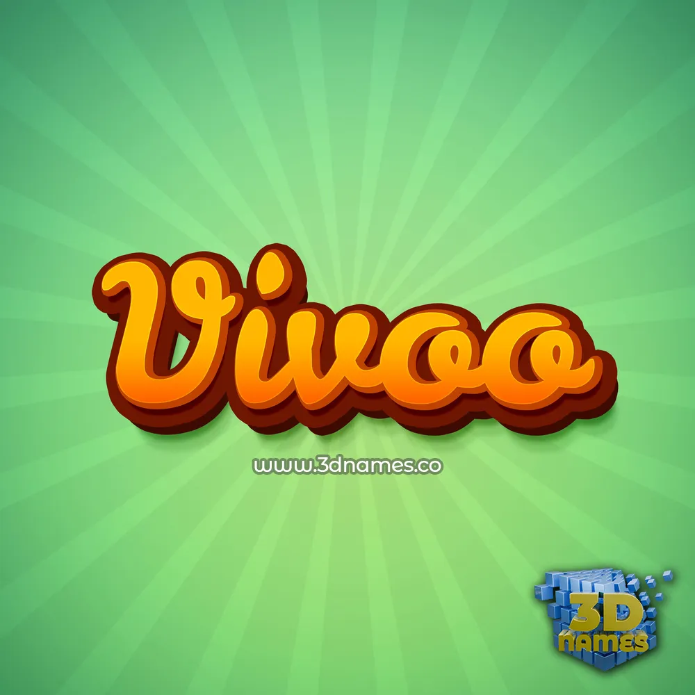 vivoo in Green Rays style - 3D name wallpaper