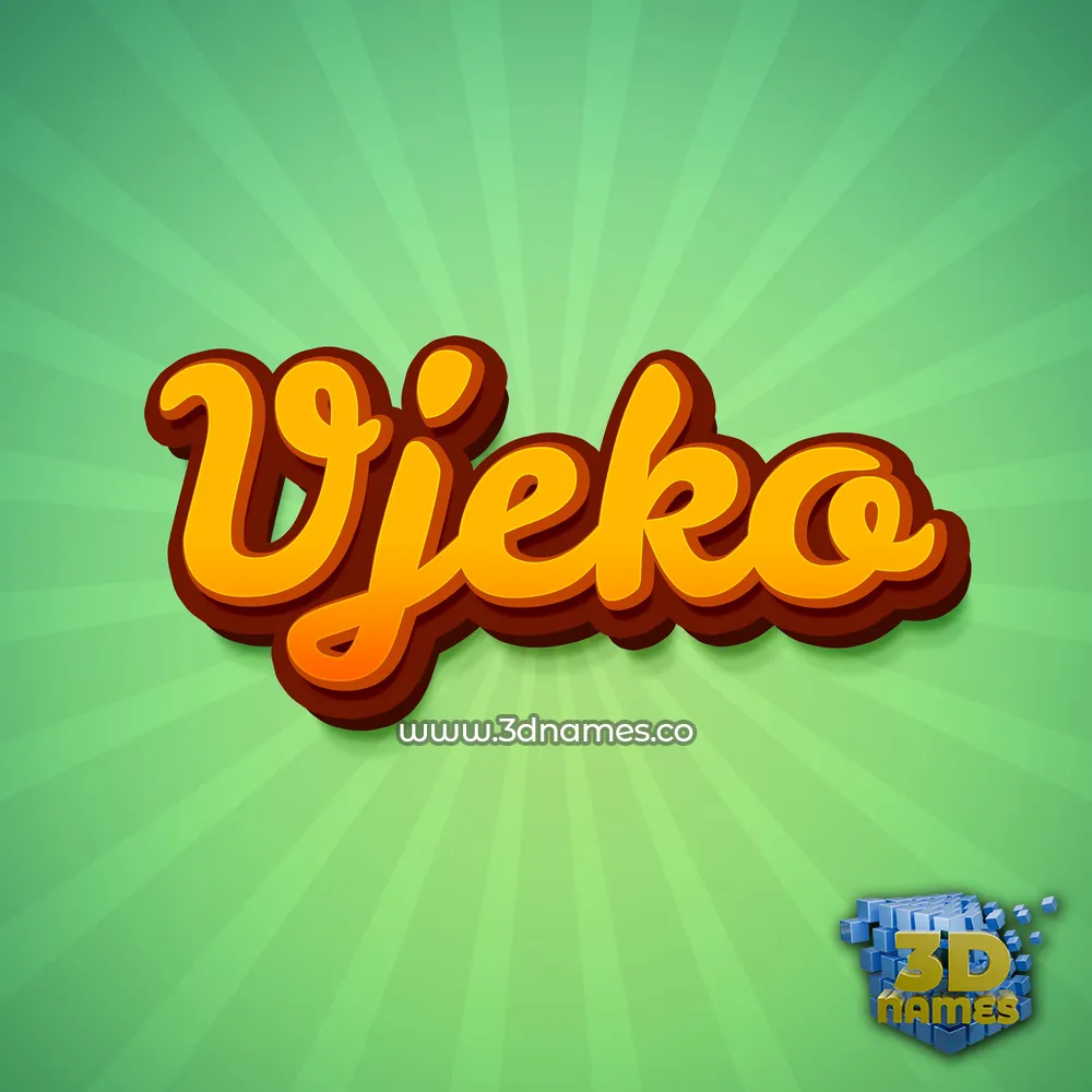 vjeko in Green Rays style - 3D name wallpaper