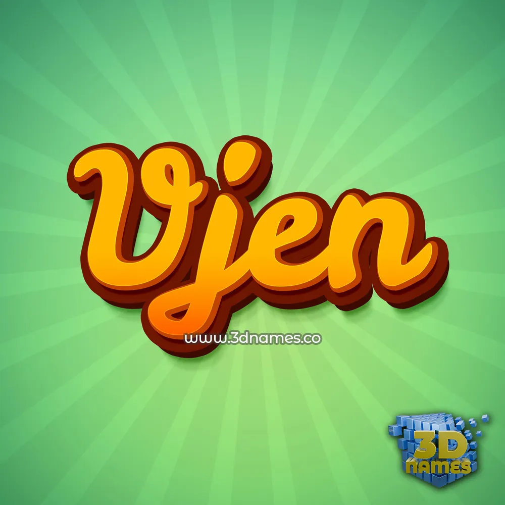 vjen in Green Rays style - 3D name wallpaper