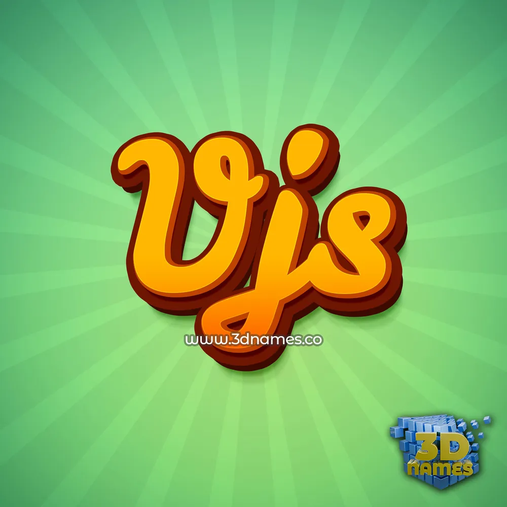 vjs in Green Rays style - 3D name wallpaper
