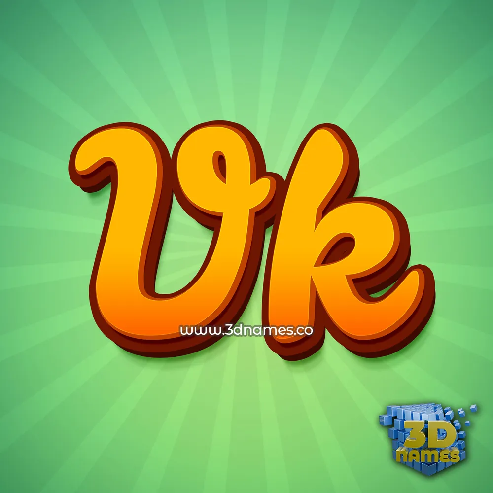 vk in Green Rays style - 3D name wallpaper