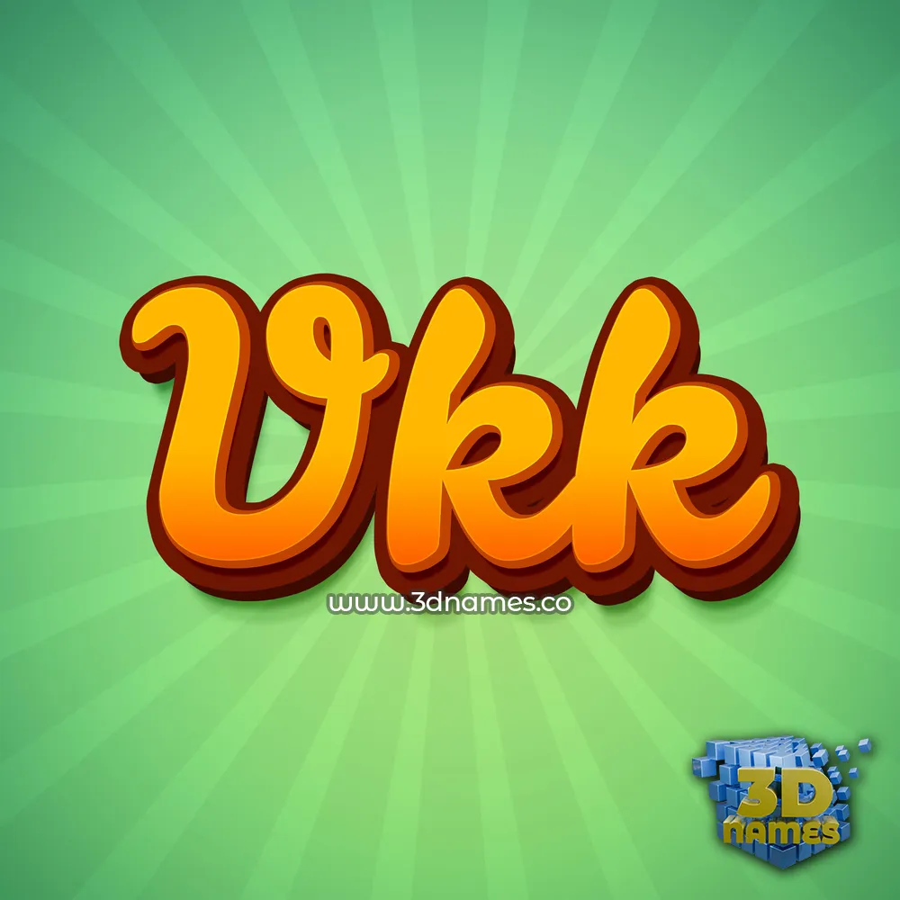 vkk in Green Rays style - 3D name wallpaper