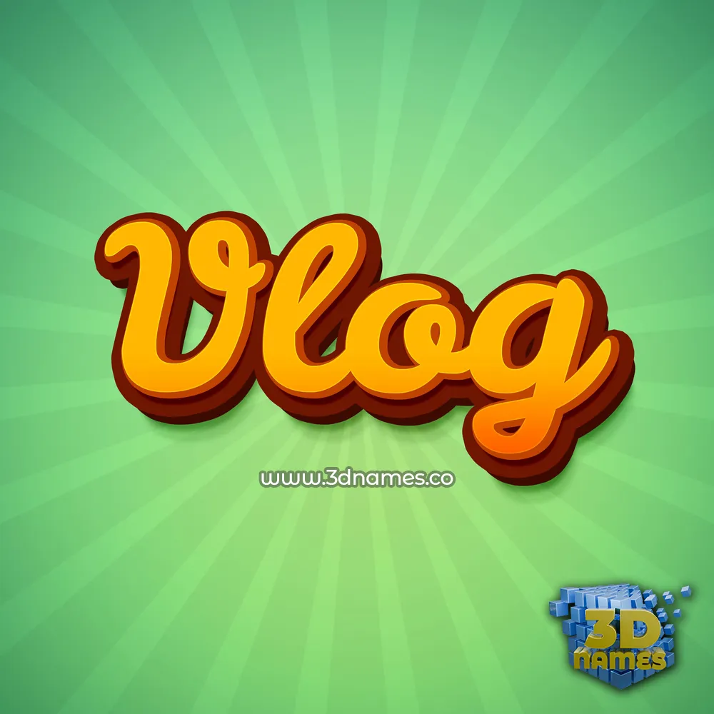 vlog in Green Rays style - 3D name wallpaper