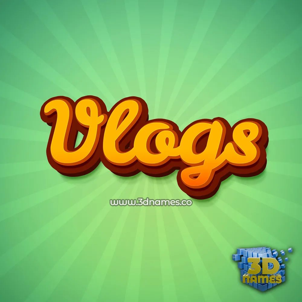 vlogs in Green Rays style - 3D name wallpaper