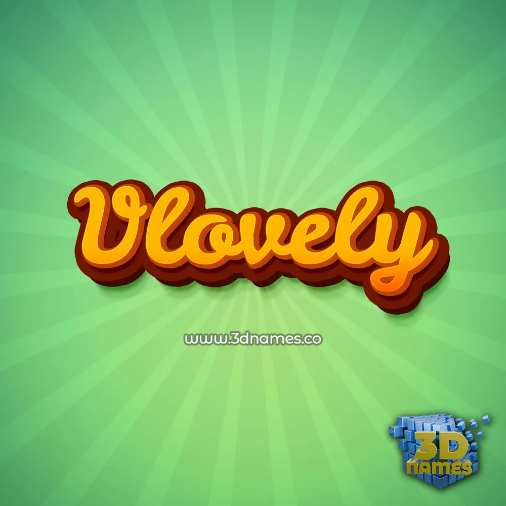 vlovely in Green Rays style - 3D name wallpaper