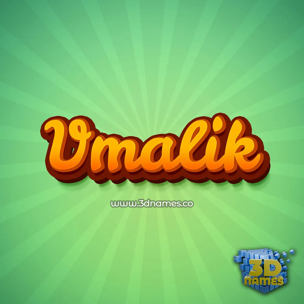 vmalik in Green Rays style - 3D name wallpaper