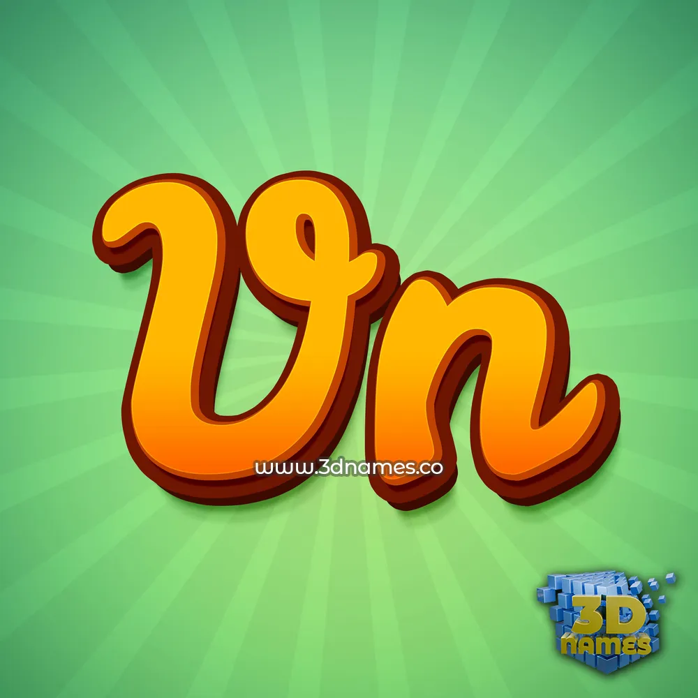 vn in Green Rays style - 3D name wallpaper