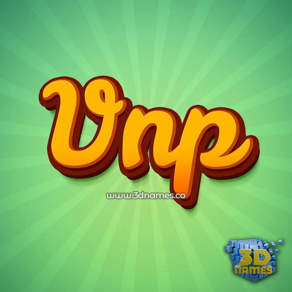 vnp in Green Rays style - 3D name wallpaper