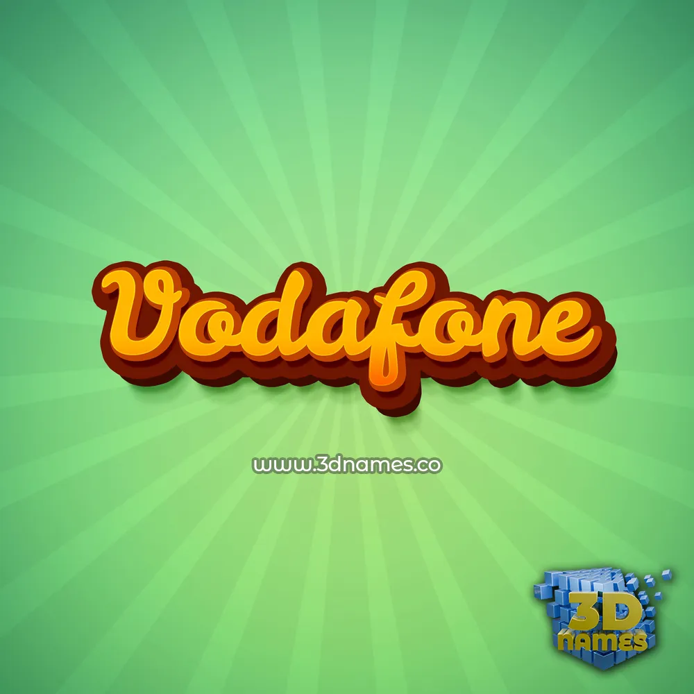 vodafone in Green Rays style - 3D name wallpaper