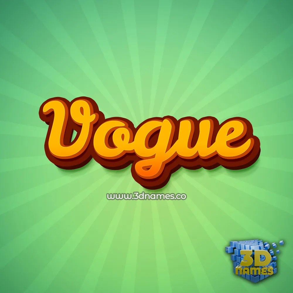 vogue in Green Rays style - 3D name wallpaper