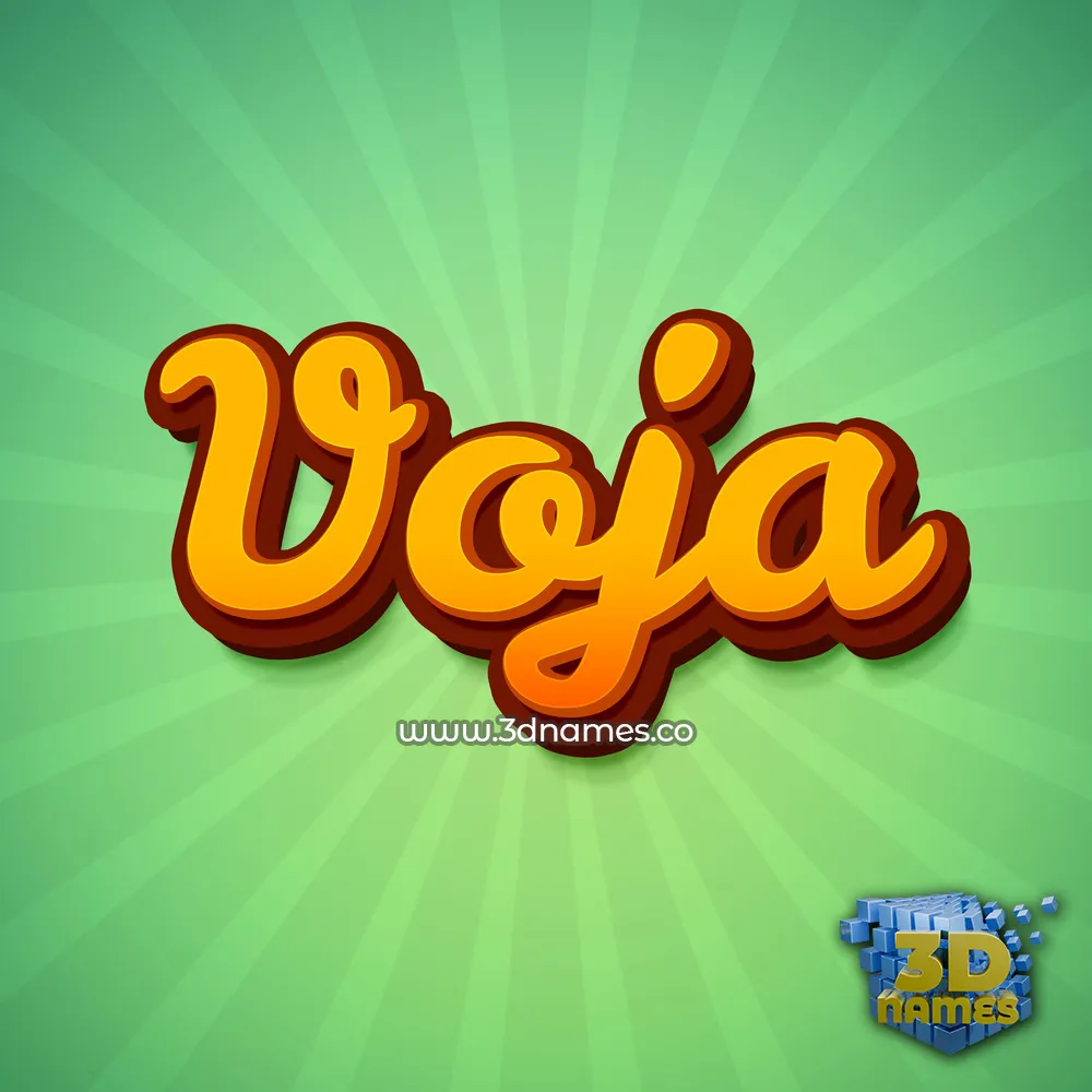 voja in Green Rays style - 3D name wallpaper